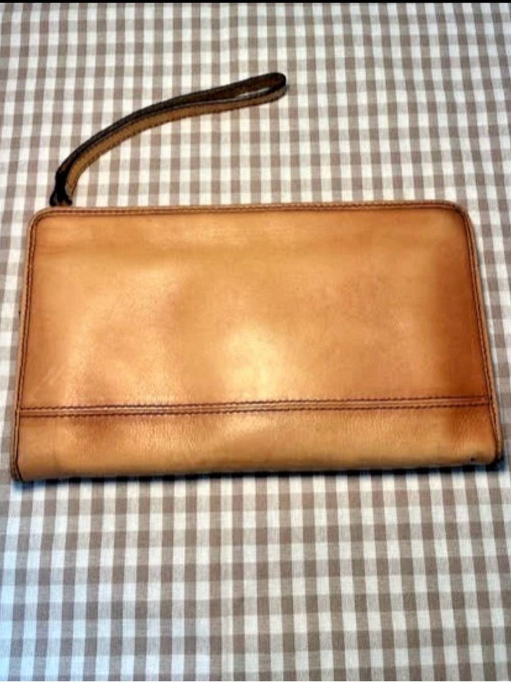 Banana Republic Large Leather Clutch / Wristlet with Leopard Interior